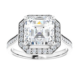 14K white gold 3CT Asscher Diamond Halo Engagement Ring variant--Asscher variant--3CT variant--14K-rose-gold