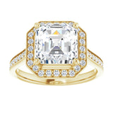 14K yellow gold 3CT Asscher Diamond Halo Engagement Ring variant--Asscher variant--4CT variant--14K-white-gold