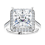 14K white gold 4CT Square Diamond Halo Engagement Ring variant--Square variant--3CT variant--14K-yellow-gold