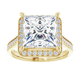 14K yellow gold 4CT Square Diamond Halo Engagement Ring variant--Square variant--3CT variant--14K-rose-gold