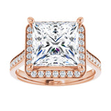 14K rose gold 4CT Square Diamond Halo Engagement Ring variant--Square variant--4CT variant--14K-white-gold