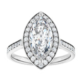 14K white gold 2CT Marquise Diamond Halo Engagement Ring variant--Marquise variant--2CT variant--14K-rose-gold
