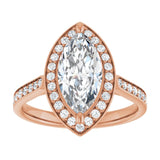 14K rose gold 2CT Marquise Diamond Halo Engagement Ring variant--Oval variant--1CT variant--14K-yellow-gold