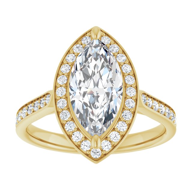14K yellow gold 2CT Marquise Diamond Halo Engagement Ring variant--Oval variant--1CT variant--14K-white-gold