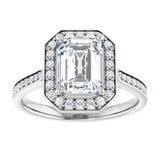 14K white gold 2CT Emerald Diamond Halo Engagement Ring variant--Emerald variant--2CT variant--14K-rose-gold