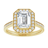 14K yellow gold 2CT Emerald Diamond Halo Engagement Ring variant--Emerald variant--3CT variant--14K-white-gold