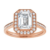 14K rose gold 2CT Emerald Diamond Halo Engagement Ring variant--Emerald variant--3CT variant--14K-yellow-gold
