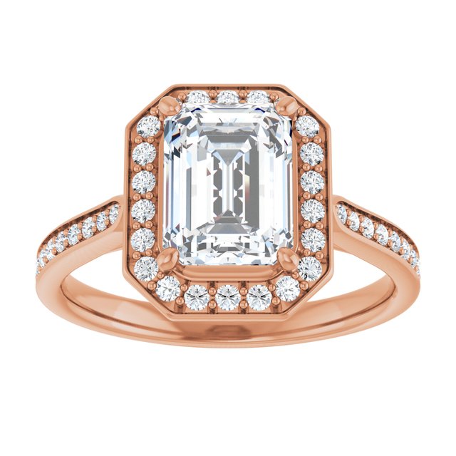 14K rose gold 2CT Emerald Diamond Halo Engagement Ring variant--Emerald variant--3CT variant--14K-yellow-gold