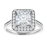 14K white gold 2CT Square Diamond Halo Engagement Ring variant--Square variant--1CT variant--14K-yellow-gold