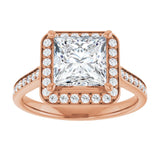 14K rose gold 2CT Square Diamond Halo Engagement Ring variant--Square variant--2CT variant--14K-white-gold