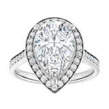 14K white gold 3CT Pear Diamond Halo Engagement Ring variant--Pear variant--3CT variant--14K-rose-gold