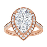 14K rose gold 3CT Pear Diamond Halo Engagement Ring variant--Asscher variant--1CT variant--14K-yellow-gold