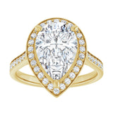 14K yellow gold 3CT Pear Diamond Halo Engagement Ring variant--Asscher variant--1CT variant--14K-white-gold
