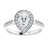 14K white gold 1CT Pear Diamond Halo Engagement Ring variant--Pear variant--1CT variant--14K-rose-gold