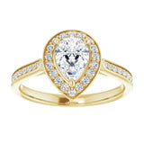 14K yellow gold 1CT Pear Diamond Halo Engagement Ring variant--Pear variant--2CT variant--14K-white-gold