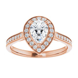 14K rose gold 1CT Pear Diamond Halo Engagement Ring variant--Pear variant--2CT variant--14K-yellow-gold