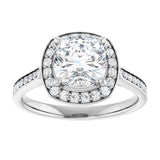 14K white gold 2CT Cushion Diamond Halo Engagement Ring variant--Cushion variant--2CT variant--14K-rose-gold