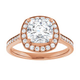 14K rose gold 2CT Cushion Diamond Halo Engagement Ring variant--Cushion variant--3CT variant--14K-yellow-gold