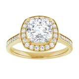 14K yellow gold 2CT Cushion Diamond Halo Engagement Ring variant--Cushion variant--3CT variant--14K-white-gold