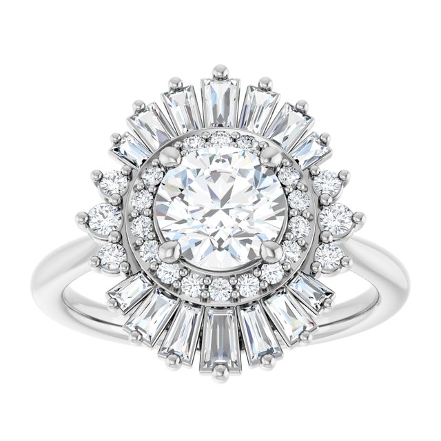 14K White 6.5 mm Round .5CTW Natural Diamond Semi-Set Engagement Ring variant--Round variant--1CT variant--14K-white-gold