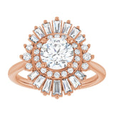 14K Rose 6.5 mm Round .5CTW Natural Diamond Semi-Set Engagement Ring variant--Round variant--1CT variant--14K-yellow-gold