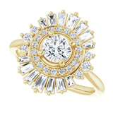 Diamond burst engagement ring setting in 14K yellow gold/2-CT variant--.5CT variant--Round variant--.5CT variant--14K-yellow-gold