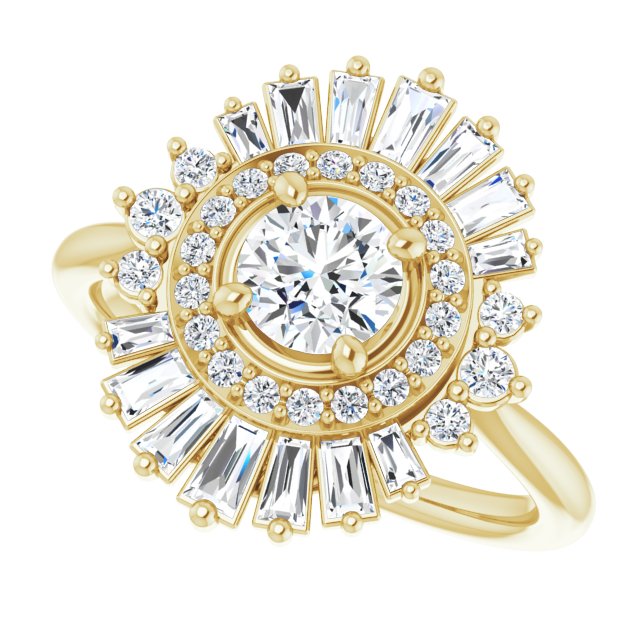Diamond burst engagement ring setting in 14K yellow gold/2-CT variant--.5CT variant--Round variant--.5CT variant--14K-yellow-gold