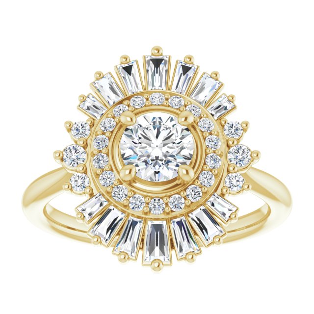 Engagement ring setting with baguette and round diamonds/2-CT variant--.5CT variant--Round variant--.5CT variant--14K-yellow-gold
