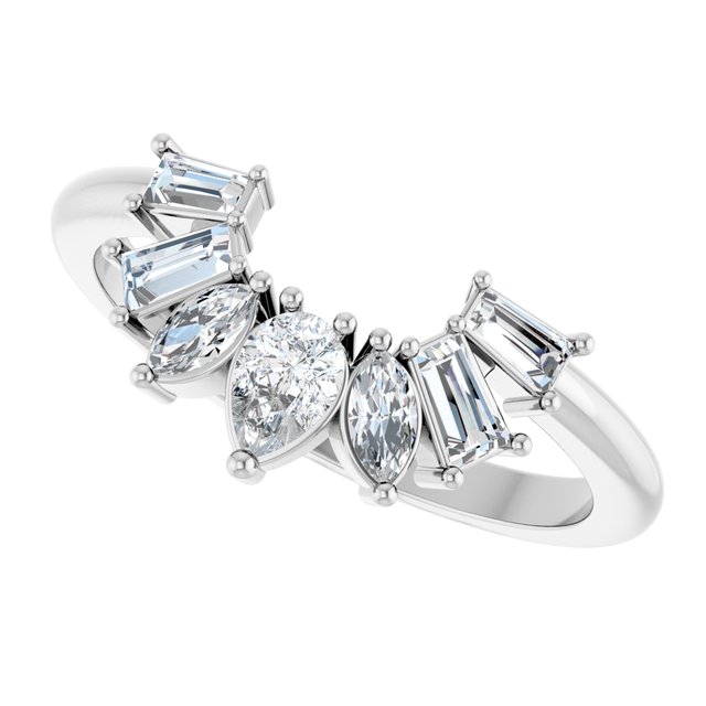 White Gold Arabesque Curved Diamond Wedding Band variant--14K-white-gold variant--Diamond-Lab variant--Diamond-Nat variant--CZ-Try-on-At-Home variant--Platinum