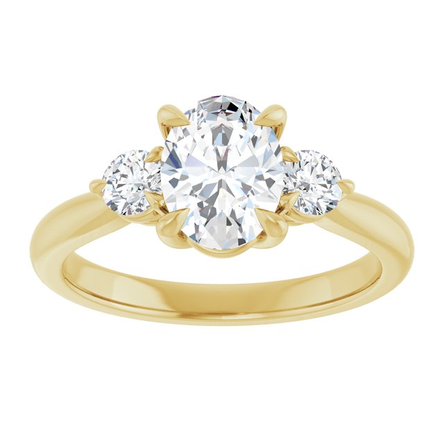 14K yellow gold 1CT Oval CutThree Stone Engagement Ring Setting variant--Pear variant--3CT variant--14K-yellow-gold