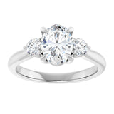 14K white gold 1CT Oval CutThree Stone Engagement Ring Setting variant--Pear variant--3CT variant--14K-white-gold