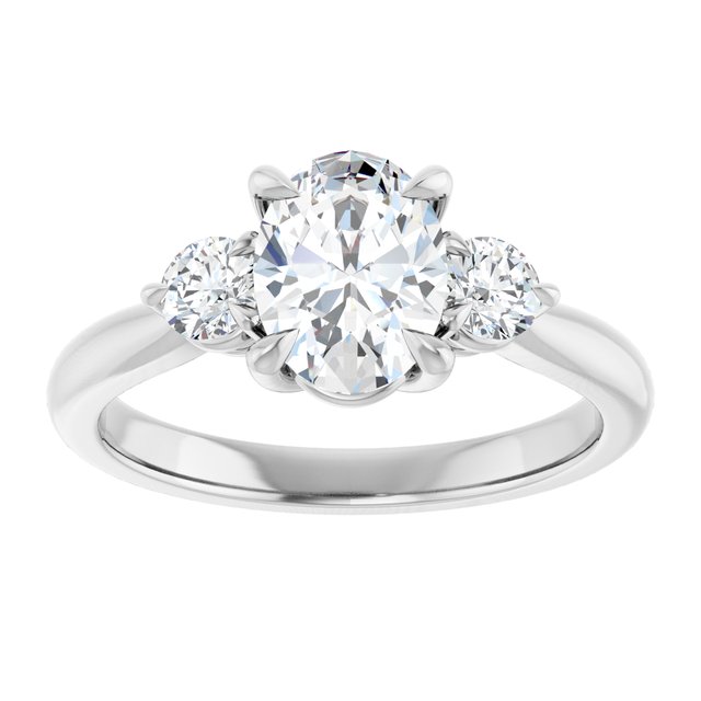 14K white gold 1CT Oval CutThree Stone Engagement Ring Setting variant--Pear variant--3CT variant--14K-white-gold