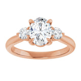 14K rose gold 1CT Oval CutThree Stone Engagement Ring Setting variant--Pear variant--3CT variant--14K-rose-gold