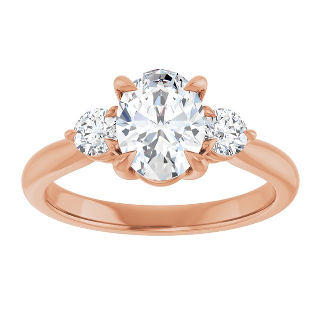 14K rose gold 1CT Oval CutThree Stone Engagement Ring Setting variant--Pear variant--3CT variant--14K-rose-gold