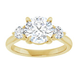 14K yellow gold 2CT Round CutThree Stone Engagement Ring Setting variant--Pear variant--3CT variant--14K-rose-gold