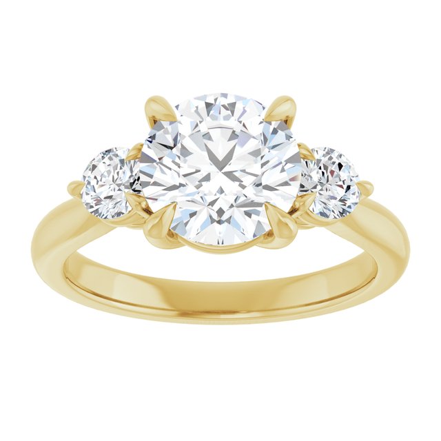 14K yellow gold 2CT Round CutThree Stone Engagement Ring Setting variant--Pear variant--3CT variant--14K-rose-gold