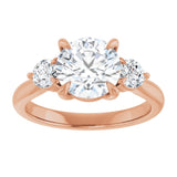 14K rose gold 2CT Round CutThree Stone Engagement Ring Setting variant--Pear variant--3CT variant--14K-rose-gold