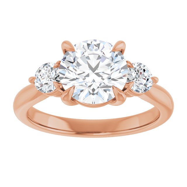 14K rose gold 2CT Round CutThree Stone Engagement Ring Setting variant--Pear variant--3CT variant--14K-rose-gold