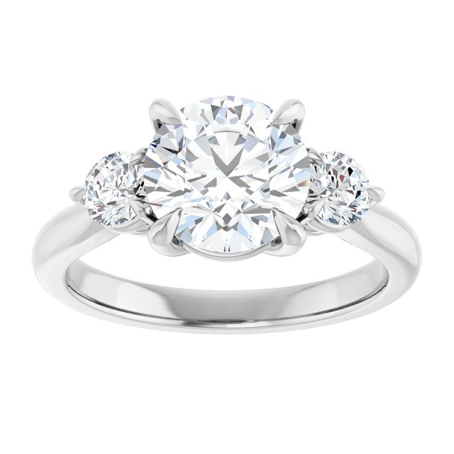 14K white gold 2CT Round CutThree Stone Engagement Ring Setting variant--Pear variant--3CT variant--14K-rose-gold