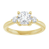 14K yellow gold 1CT Cushion CutThree Stone Engagement Ring Setting variant--Asscher variant--1CT variant--14K-rose-gold