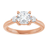 14K rose gold 1CT Cushion CutThree Stone Engagement Ring Setting variant--Asscher variant--2CT variant--14K-white-gold