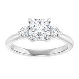 14K white gold 1CT Cushion CutThree Stone Engagement Ring Setting variant--Asscher variant--2CT variant--14K-yellow-gold