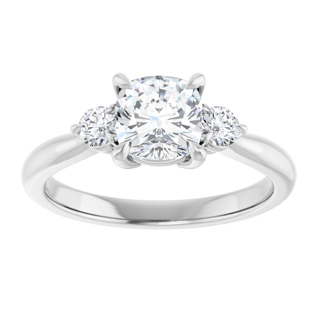 14K white gold 1CT Cushion CutThree Stone Engagement Ring Setting variant--Asscher variant--2CT variant--14K-yellow-gold