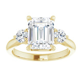 14K yellow gold 3CT Emerald CutThree Stone Engagement Ring Setting variant--Oval variant--1CT variant--14K-rose-gold