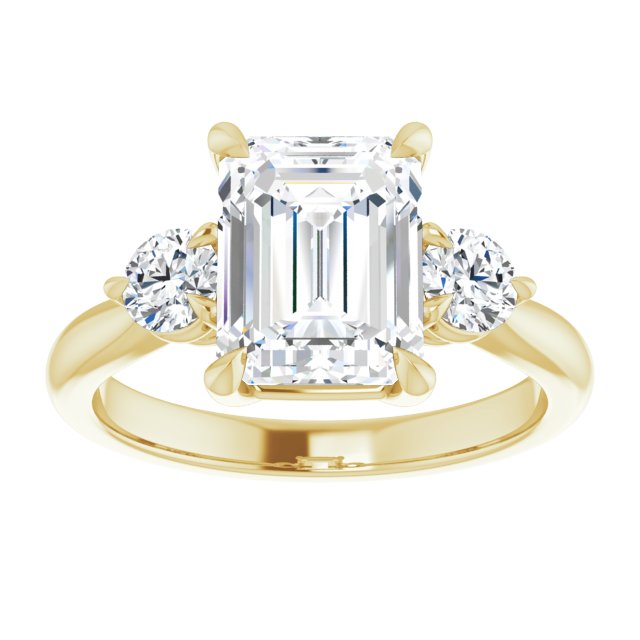 14K yellow gold 3CT Emerald CutThree Stone Engagement Ring Setting variant--Oval variant--1CT variant--14K-rose-gold