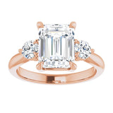 14K rose gold 3CT Emerald CutThree Stone Engagement Ring Setting variant--Oval variant--2CT variant--14K-white-gold