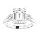 14K white gold 3CT Emerald CutThree Stone Engagement Ring Setting variant--Oval variant--2CT variant--14K-yellow-gold