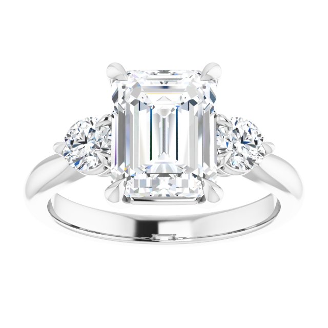 14K white gold 3CT Emerald CutThree Stone Engagement Ring Setting variant--Oval variant--2CT variant--14K-yellow-gold