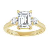 14K yellow gold 2CT Emerald CutThree Stone Engagement Ring Setting variant--Marquise variant--2CT variant--14K-rose-gold