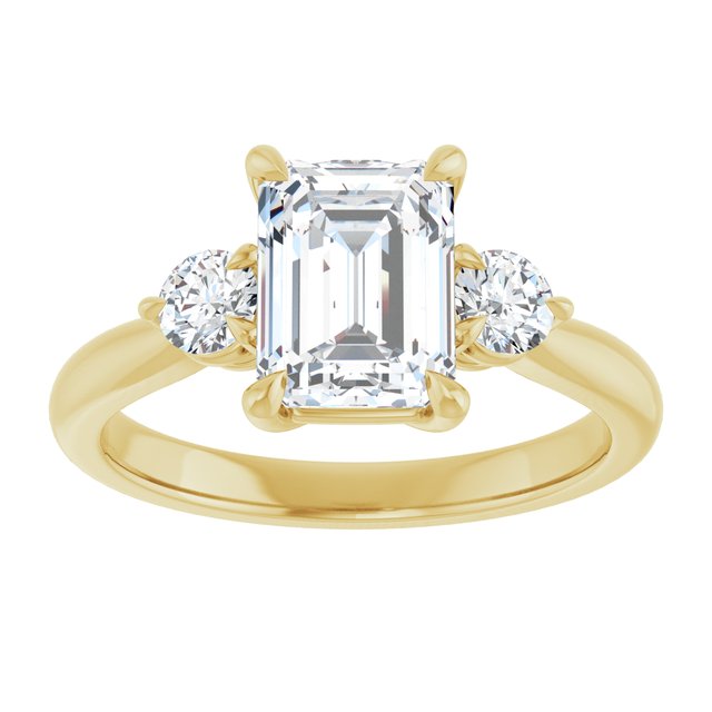 14K yellow gold 2CT Emerald CutThree Stone Engagement Ring Setting variant--Marquise variant--2CT variant--14K-rose-gold